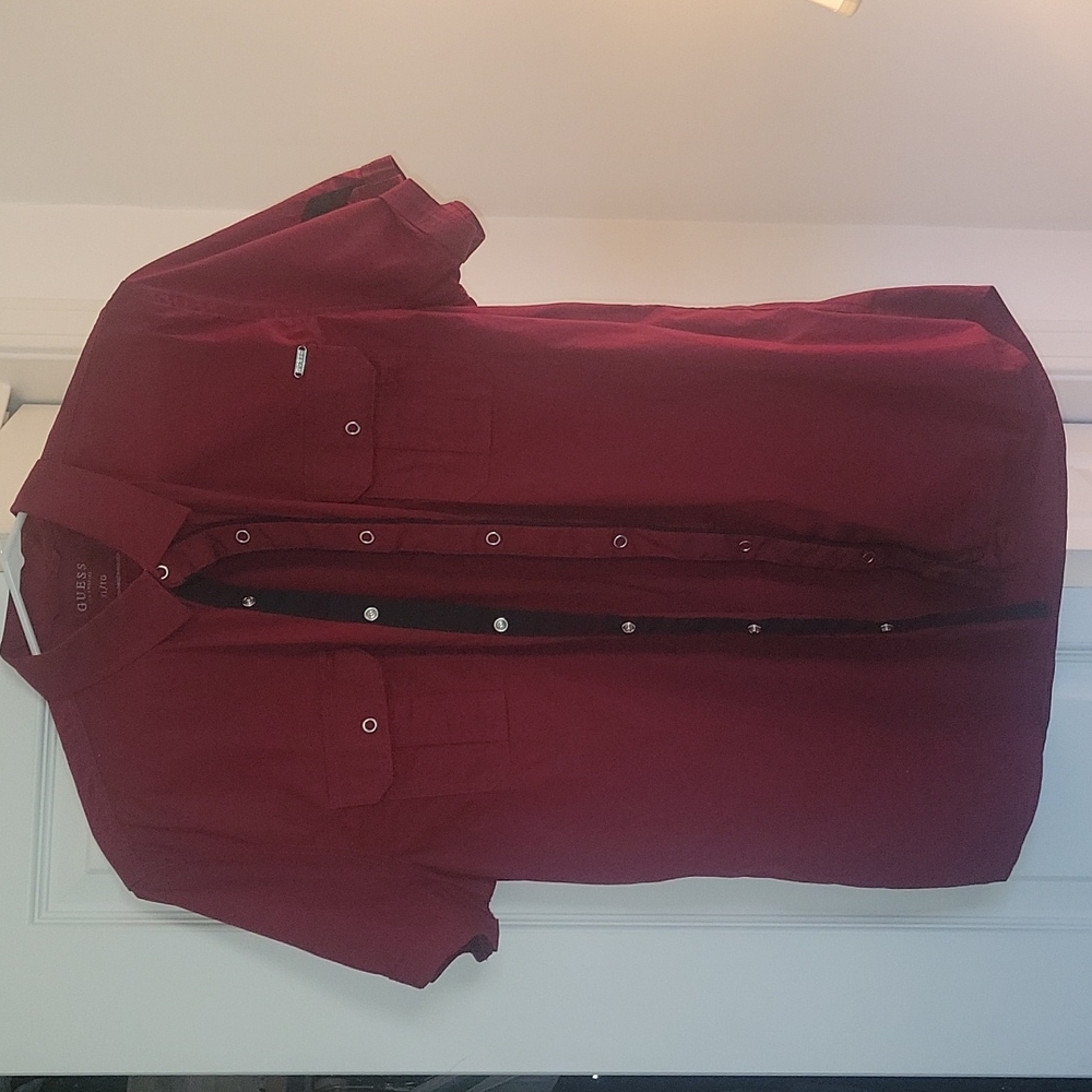 Guess red snap shirt